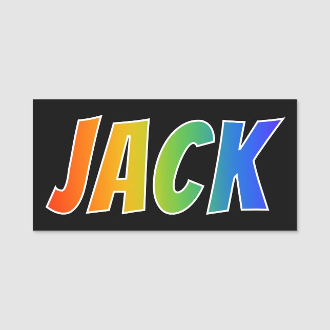 Vorname "JACK": Spaß-Regenbogen-Farbton Namensschild (Vorderseite)