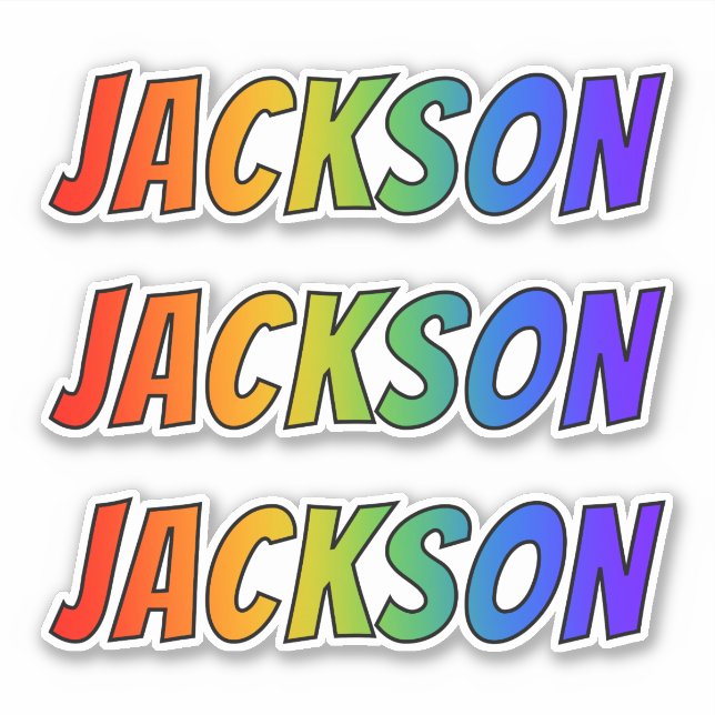 Vorname "JACKSON" mit/ Fun Rainbow Coloring Aufkleber (Vorderseite)