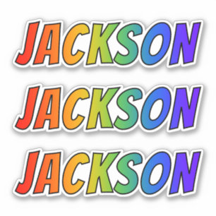 Vorname "JACKSON" mit Spaß-Regenbogen-Farbton Aufkleber