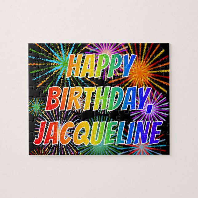 Vorname "JACQUELINE", Fun "HAPPY BIRTHDAY" Puzzle (Horizontal)