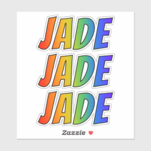 Vorname "JADE" mit Spaß-Regenbogen-Farbton Aufkleber