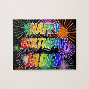 Vorname "JADEN", Spaß "GLÜCKLICHER GEBURTSTAG" Puzzle