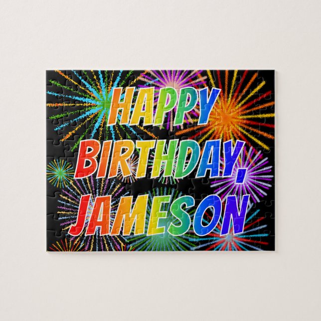 Vorname "JAMESON", Fun "HAPPY BIRTHDAY" Puzzle (Horizontal)