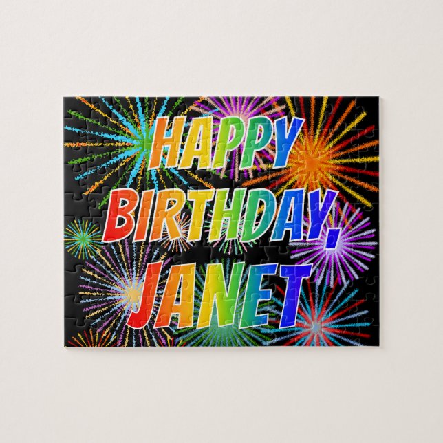 Vorname "JANET", Fun "HAPPY BIRTHDAY" Puzzle (Horizontal)