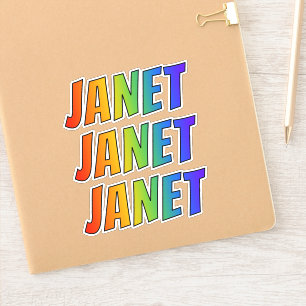 Vorname "JANET" mit/ Fun Rainbow Coloring Aufkleber