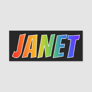 Vorname "JANET": Spaß-Regenbogen-Farbton Namensschild