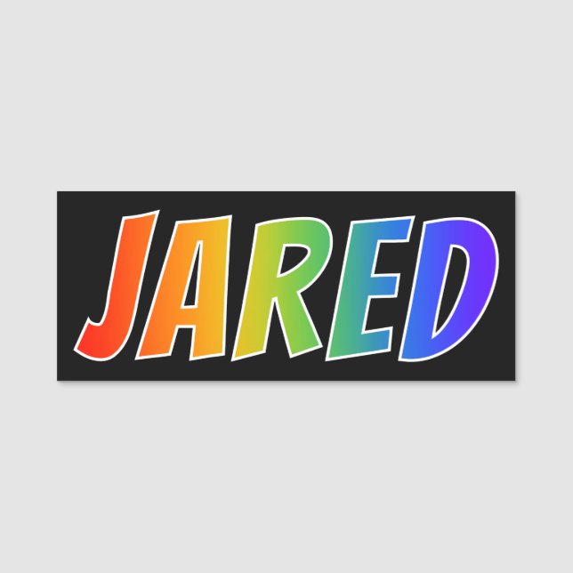 Vorname "JARED": Spaß-Regenbogen-Farbton Namensschild (Vorderseite)