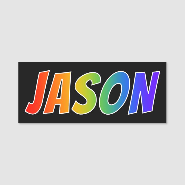 Vorname "JASON": Spaß-Regenbogen-Farbton Namensschild (Vorderseite)