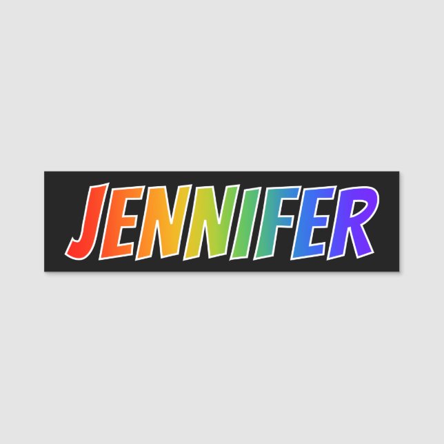 Vorname "JENNIFER": Spaß-Regenbogen-Farbton Namensschild (Vorderseite)