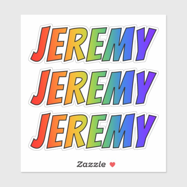 Vorname "JEREMY" mit/ Fun Rainbow Coloring Aufkleber (Blatt)
