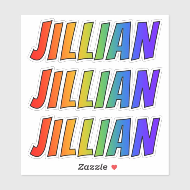Vorname "JILLIAN" mit/ Fun Rainbow Coloring Aufkleber (Blatt)