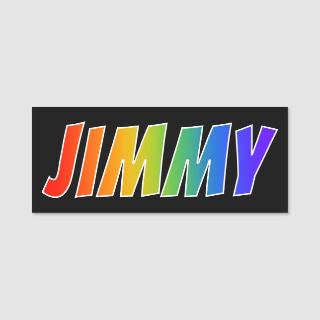 Vorname "JIMMY": Spaß-Regenbogen-Farbton Namensschild (Vorderseite)