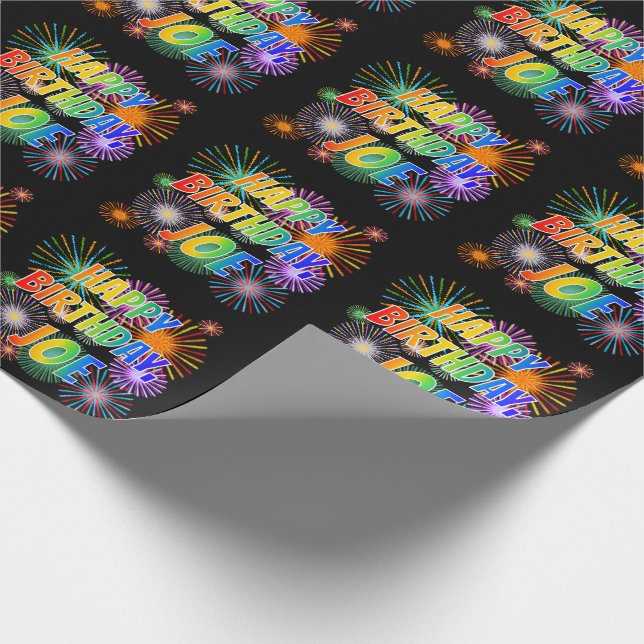 Vorname "JOE", Spaß "GLÜCKLICHER GEBURTSTAG" Geschenkpapier (Ecke)