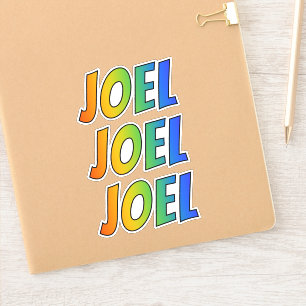 Vorname "JOEL" mit Spaß-Regenbogen-Farbton Aufkleber