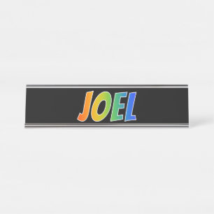Vorname "JOEL": Spaß-Regenbogen-Farbton Schreibtischnamensplakette