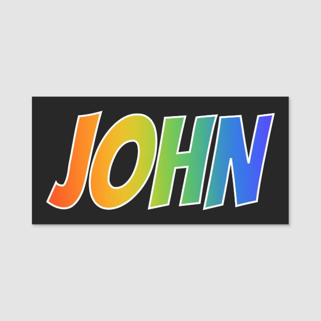 Vorname "JOHN": Spaß-Regenbogen-Farbton Namensschild (Vorderseite)
