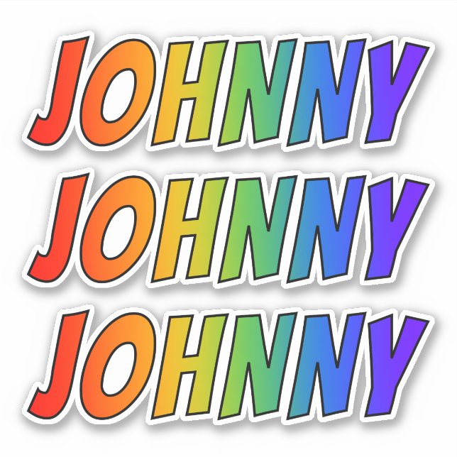 Vorname "JOHNNY" mit/ Fun Rainbow Coloring Aufkleber (Vorderseite)
