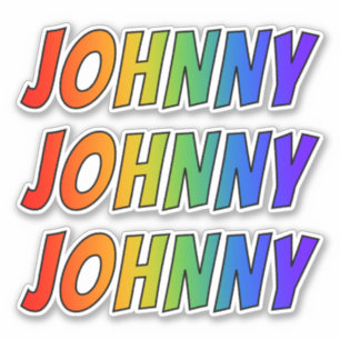 Vorname "JOHNNY" mit Spaß-Regenbogen-Farbton Aufkleber