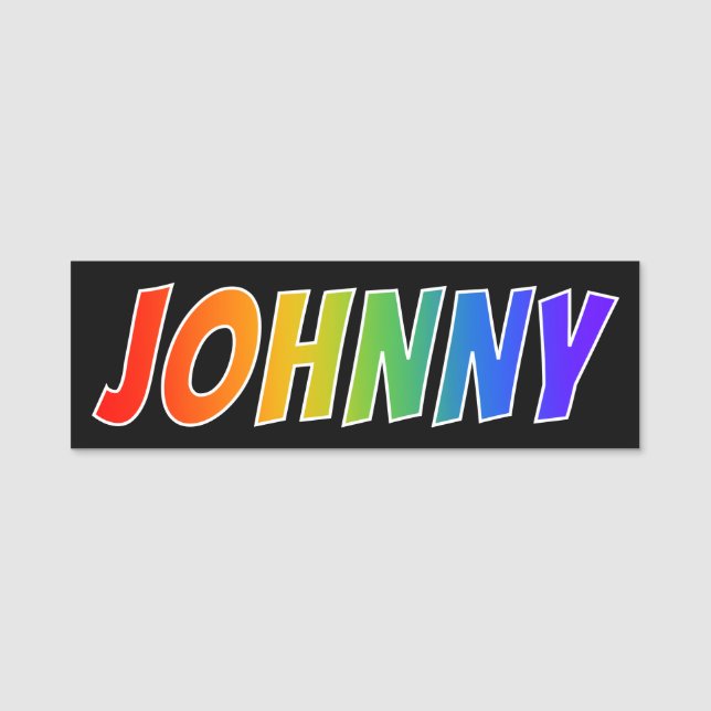 Vorname "JOHNNY": Spaß-Regenbogen-Farbton Namensschild (Vorderseite)
