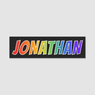 Vorname "JONATHAN": Spaß-Regenbogen-Farbton Namensschild