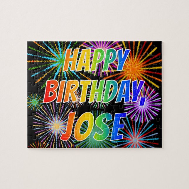 Vorname "JOSE", Spaß "GLÜCKLICHER GEBURTSTAG" Puzzle (Horizontal)