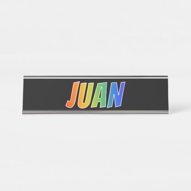 Vorname "JUAN": Fun Rainbow Coloring Schreibtischnamensplakette (Vorderseite )