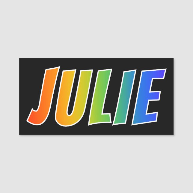 Vorname "JULIE": Fun Rainbow Coloring Namensschild (Vorderseite)