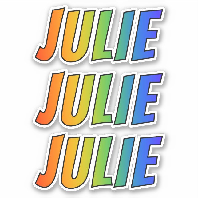 Vorname "JULIE" mit/ Fun Rainbow Coloring Aufkleber (Vorderseite)