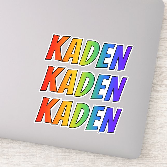 Vorname "KADEN" mit/ Fun Rainbow Coloring Aufkleber (Detail)