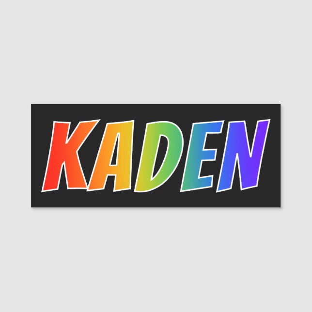 Vorname "KADEN": Spaß-Regenbogen-Farbton Namensschild (Vorderseite)