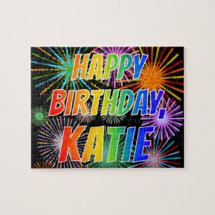 Vorname "KATIE", Spaß "GLÜCKLICHER GEBURTSTAG" Puzzle