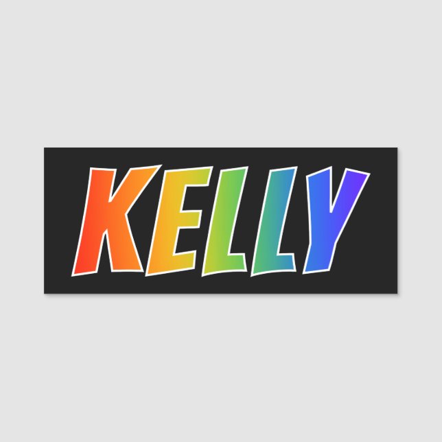 Vorname "KELLY": Spaß-Regenbogen-Farbton Namensschild (Vorderseite)