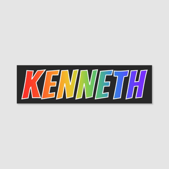 Vorname "KENNETH": Spaß-Regenbogen-Farbton Namensschild (Vorderseite)