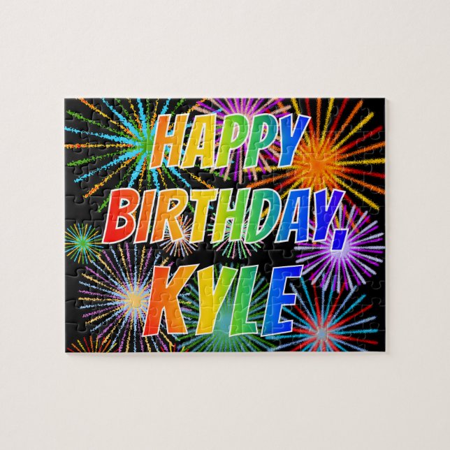Vorname "KYLE", Spaß "GLÜCKLICHER GEBURTSTAG" Puzzle (Horizontal)
