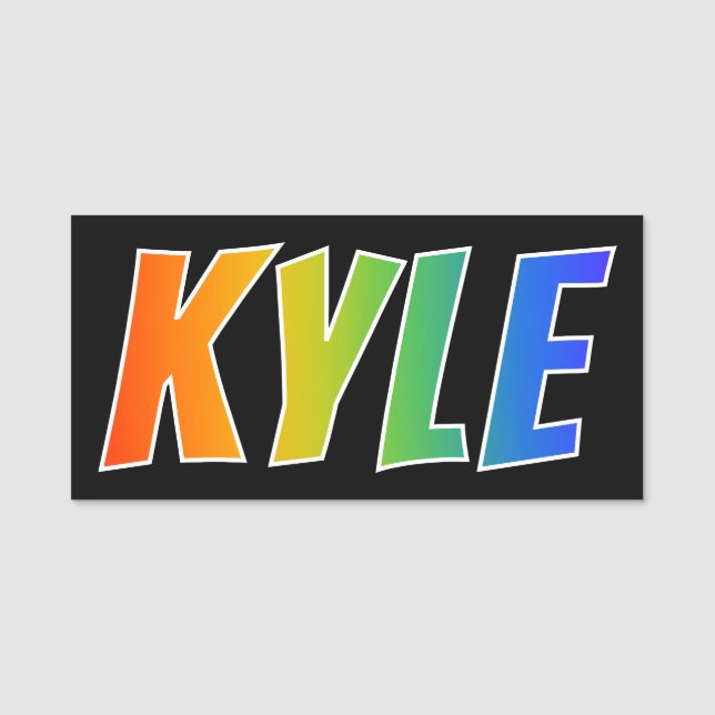 Vorname "KYLE": Spaß-Regenbogen-Farbton Namensschild (Vorderseite)