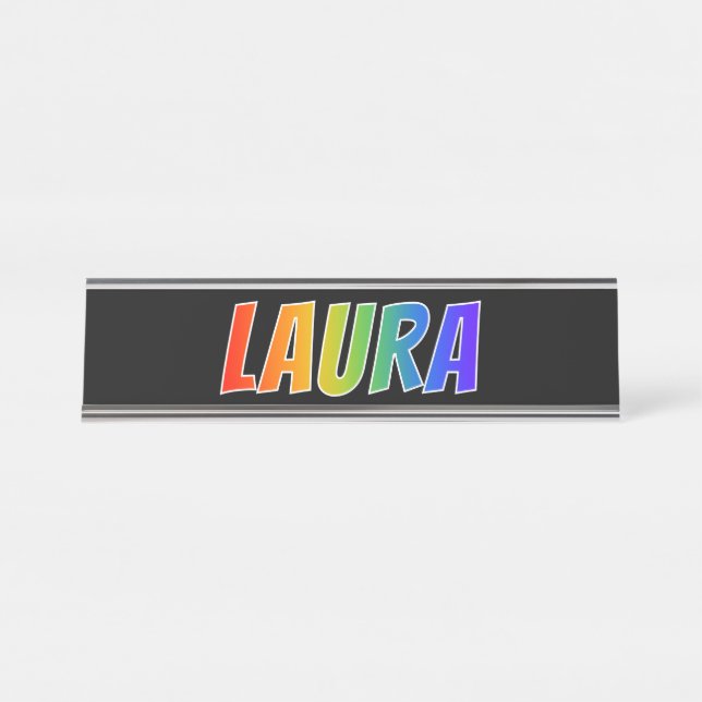 Vorname "LAURA": Fun Rainbow Coloring Schreibtischnamensplakette (Vorderseite )