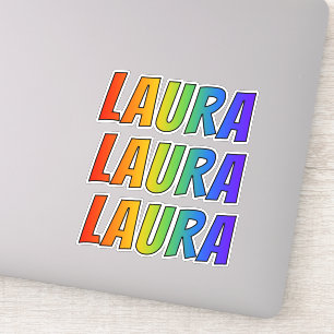 Vorname "LAURA" mit Fun Rainbow Colour Aufkleber
