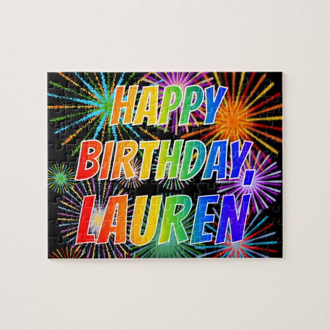 Vorname "LAUREN", Spaß "GLÜCKLICHER GEBURTSTAG" Puzzle (Horizontal)