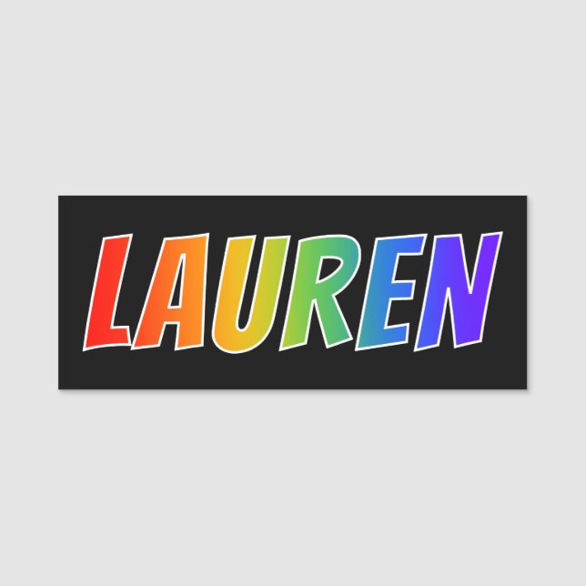 Vorname "LAUREN": Spaß-Regenbogen-Farbton Namensschild (Vorderseite)