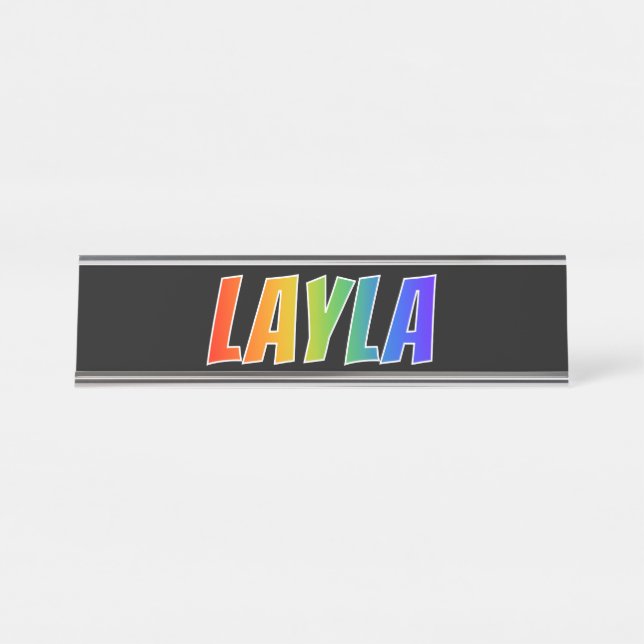 Vorname "LAYLA": Fun Rainbow Coloring Schreibtischnamensplakette (Vorderseite )