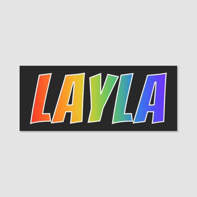Vorname "LAYLA": Spaß-Regenbogen-Farbton Namensschild (Vorderseite)