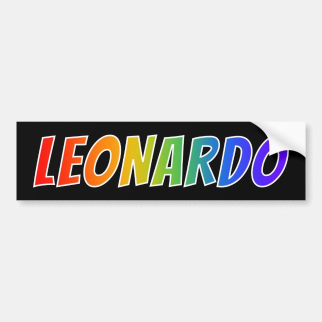 Vorname "LEONARDO": Fun-Regenbogenfarben Autoaufkleber (Vorne)