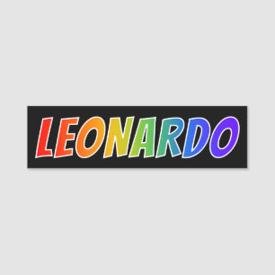 Vorname "LEONARDO": Spaß-Regenbogen-Farbton Namensschild