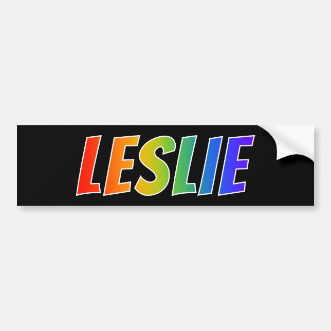 Vorname "LESLIE": Spaß-Regenbogen-Farbton Autoaufkleber (Vorne)