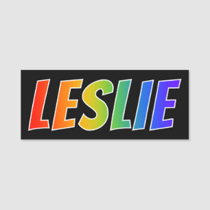 Vorname "LESLIE": Spaß-Regenbogen-Farbton Namensschild