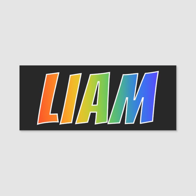 Vorname "LIAM": Spaß-Regenbogen-Farbton Namensschild (Vorderseite)