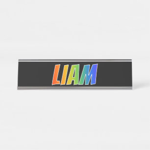 Vorname "LIAM": Spaß-Regenbogen-Farbton Schreibtischnamensplakette