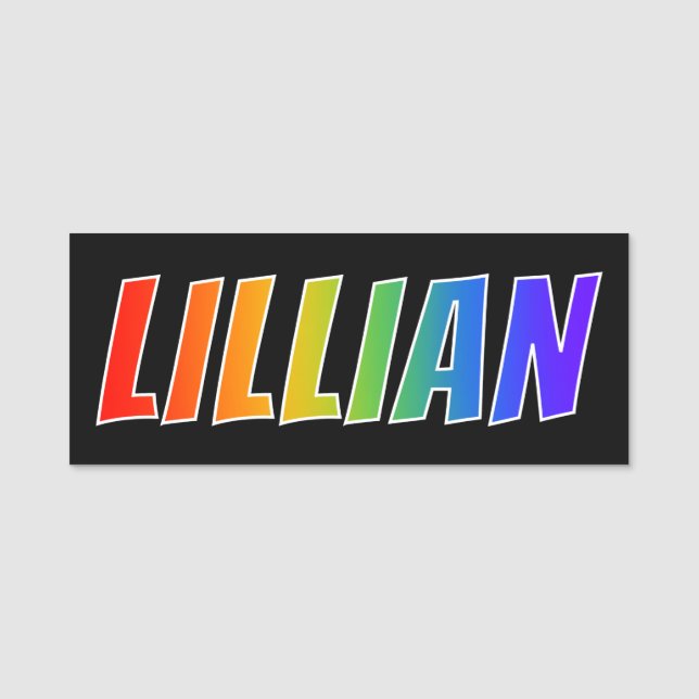 Vorname "LILLIAN": Spaß-Regenbogen-Farbton Namensschild (Vorderseite)