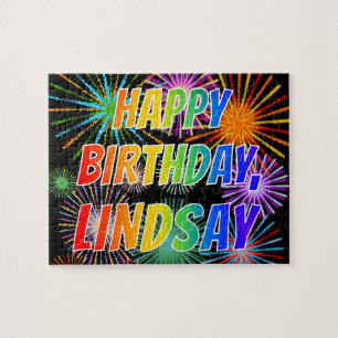 Vorname "LINDSAY", Fun "HAPPY BIRTHDAY" Puzzle
