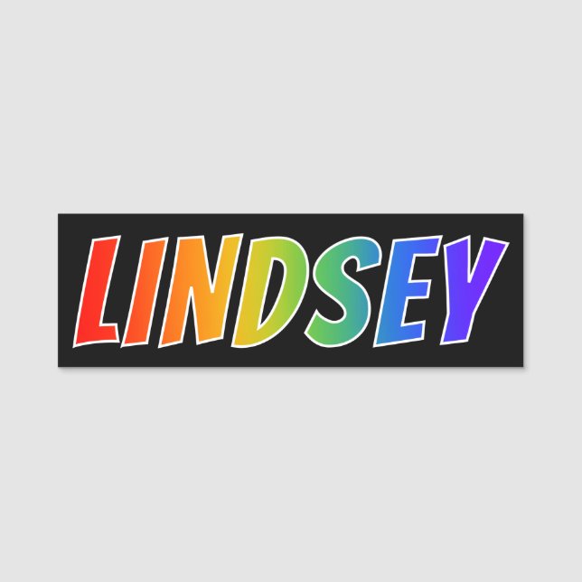 Vorname "LINDSEY": Fun Rainbow Coloring Namensschild (Vorderseite)